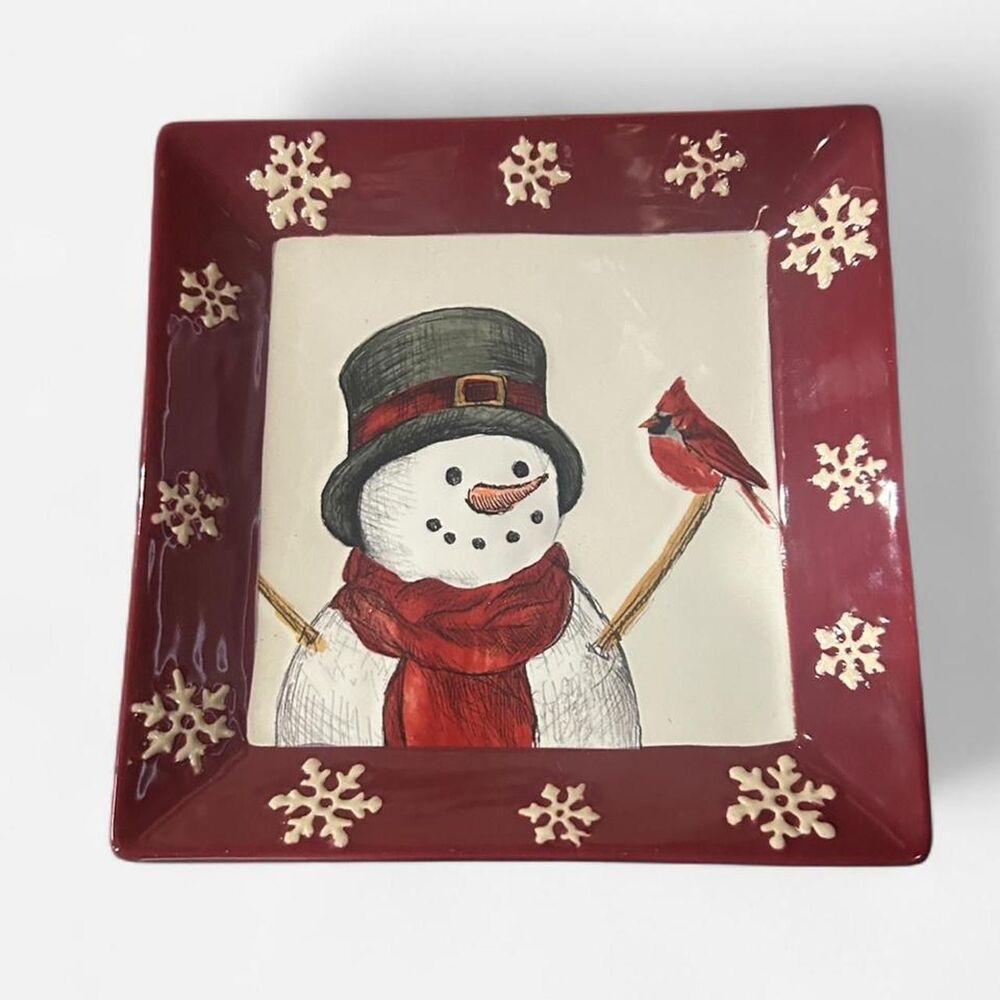 Square Snowman Christmas Serving Plate